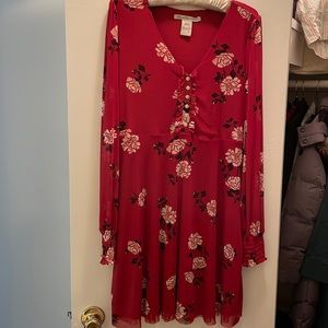 American Rag Red Floral Mesh Dress